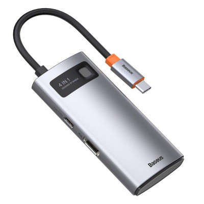 Baseus Metal Gleam Series 4-in-1 Multifunctional Type-C HUB Docking Station Space Gray (CAHUB-CY0G)