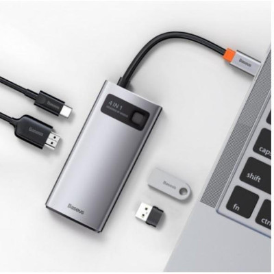 Baseus Metal Gleam Series 4-in-1 Multifunctional Type-C HUB Docking Station Space Gray (CAHUB-CY0G)