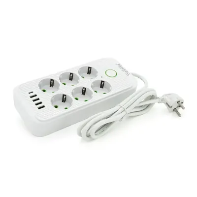 Donglixia F06U 6 розеток + 4 USB + 1 Type C 2м
