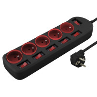 Esperanza 5-Way Socket Rainbow Pro 1.5м чорно-червоний (ELK101KR)