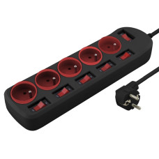 Esperanza 5-Way Socket Rainbow Pro 1.5м чорно-червоний (ELK101KR)