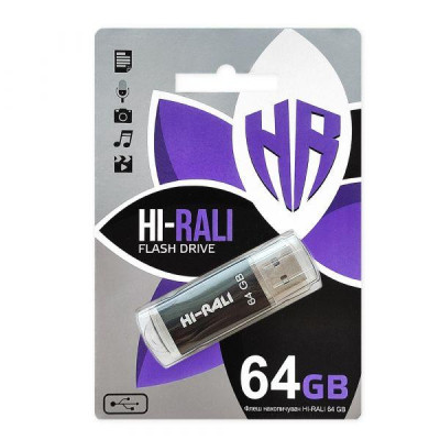 Hi-Rali 64 GB USB Flash Drive Rocket series Black (HI-64GBVCBK)