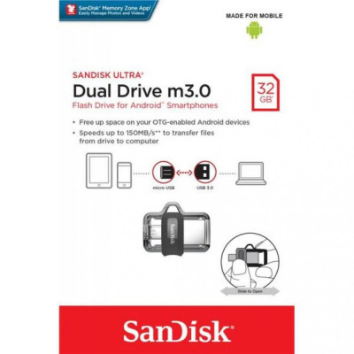 SanDisk 32 GB USB Ultra Dual OTG USB 3.0 Black (SDDD3-032G-G46)