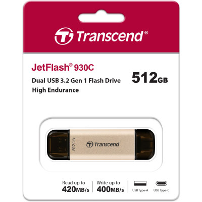 Transcend JetFlash 930C 512GB USB 3.2 / Type-C Gold-Black (TS512GJF930C)