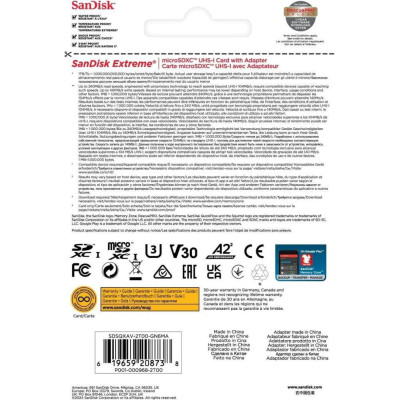 SanDisk 2 TB microSDXC U3 V30 A2 Extreme + Adapter SD (SDSQXAV-2T00-GN6MA)
