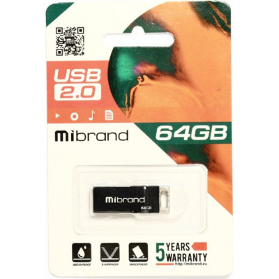 Mibrand 64GB Chameleon USB 2.0 Black (MI2.0/CH64U6B)