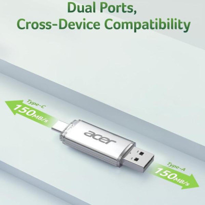 Acer 32 GB UT300 USB-A/Type-C 3.2 Silver (BL.9BWWA.588)
