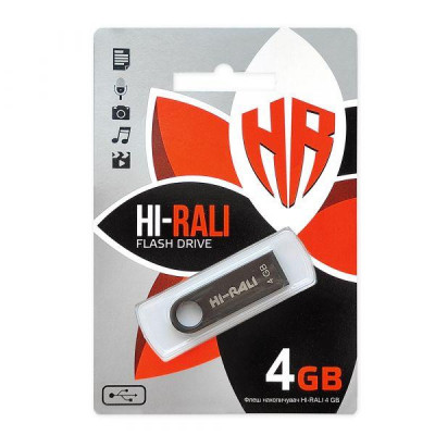 Hi-Rali 4 GB USB Flash Drive Hi-Rali Shuttle series Black (HI-4GBSHBK)