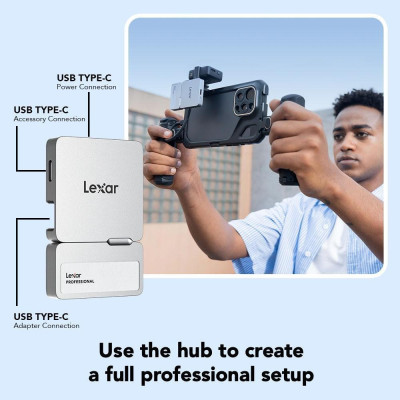 Lexar SL400 Professional Go Portable with Hub 1 TB Black (LSL400S001T-RNBNG)