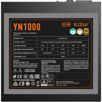 PcCooler 1000W YN1000 80+Gold (P5-YN1000-G1FFBK1-EU)