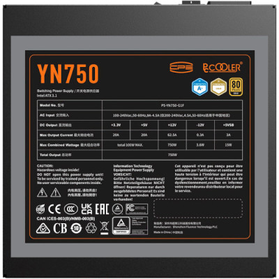 PcCooler 750W YN750 (P5-YN750-G1FFBK1-EU)
