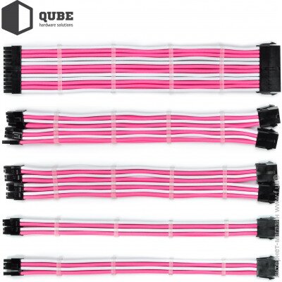 QUBE 1*24P MB, 2*4+4P CPU, 2*6+2P VGA White-Pink