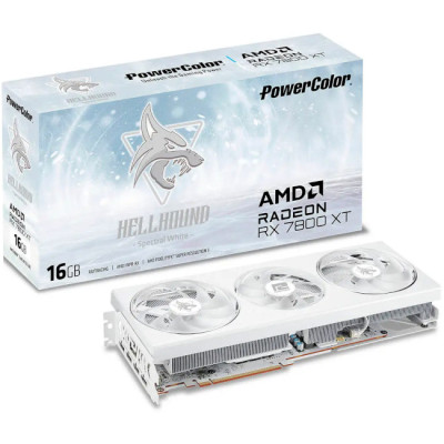 PowerColor AMD Radeon RX 7800 XT 16GB GDDR6 Hellhound Spectral White (RX 7800 XT 16G-L/OC/WHITE)
