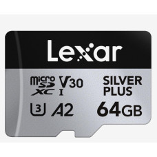 Lexar 64 GB microSDXC Professional Silver Plus UHS-I U3 V30 A2 Class 10 (LMSSIPL064G-BNANG)