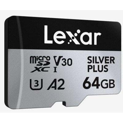 Lexar 64 GB microSDXC Professional Silver Plus UHS-I U3 V30 A2 Class 10 (LMSSIPL064G-BNANG)