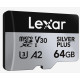Lexar 64 GB microSDXC Professional Silver Plus UHS-I U3 V30 A2 Class 10 (LMSSIPL064G-BNANG)