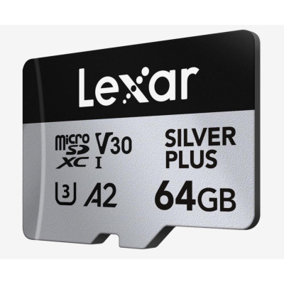 Lexar 64 GB microSDXC Professional Silver Plus UHS-I U3 V30 A2 Class 10 (LMSSIPL064G-BNANG)