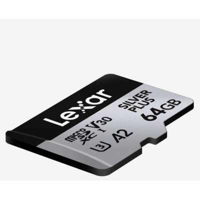Lexar 64 GB microSDXC Professional Silver Plus UHS-I U3 V30 A2 Class 10 (LMSSIPL064G-BNANG)
