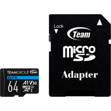 TEAM 64 GB microSDXC UHS-I U3 V30 A1Team Elite + SD-адаптер (TEAUSDX64GIV30A103)