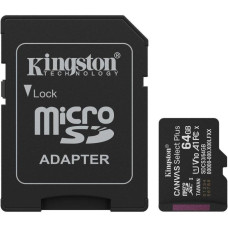 Kingston 64 GB microSDXC Canvas Select Plus Gen3 A1 + SD-Adapter SDCS3/64GB