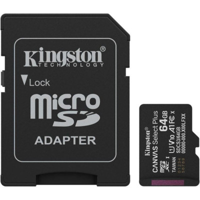 Kingston 64 GB microSDXC Canvas Select Plus Gen3 A1 + SD-Adapter SDCS3/64GB