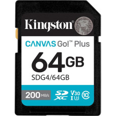 Kingston 64 GB SDXC Canvas Go! Plus UHS-I U3 V30 Class 10 (SDG4/64GB)
