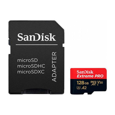 SanDisk 128 GB microSDXC UHS-I U3 Extreme Pro A2 + SD Adapter SDSQXCY-128G-GN6MA