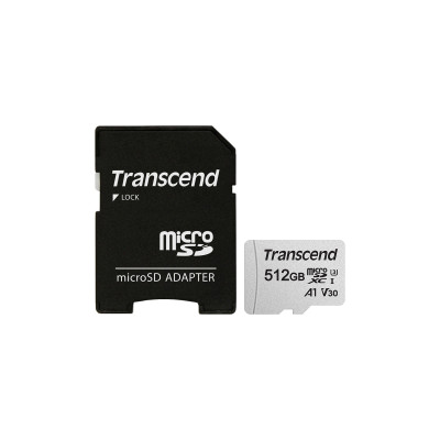 Transcend 512 GB microSDXC Clase 10 UHS-I (U3) + SD-adapter TS512GUSD300S-A