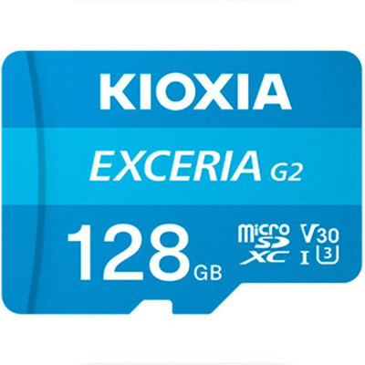 Kioxia 128 GB microSDXC Exceria G2 UHS-I U3 V30 A1 Class 10 + SD-adapter (LMEX2L128GG2)