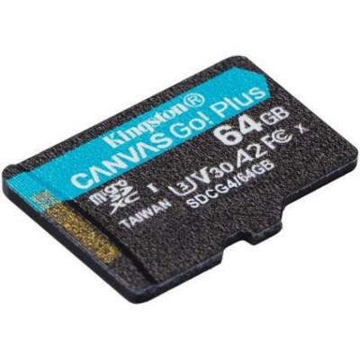 Kingston 64 GB microSDXC Canvas Go! Plus UHS-I U3 V30 A2 Class 10 (SDCG4/64GBSP)