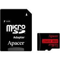 Apacer 256 GB microSDHC Class 10 UHS-I V10 + SD adapter (AP256GMCSX10UB-R)
