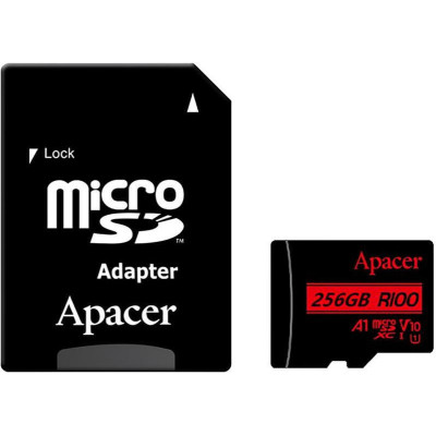 Apacer 256 GB microSDHC Class 10 UHS-I V10 + SD adapter (AP256GMCSX10UB-R)