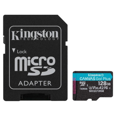 Kingston 128 GB microSDXC class 10 UHS-I U3 Canvas Go! Plus + SD Adapter SDCG3/128GB