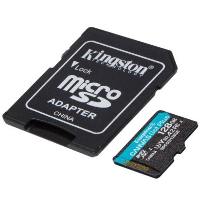Kingston 128 GB microSDXC class 10 UHS-I U3 Canvas Go! Plus + SD Adapter SDCG3/128GB