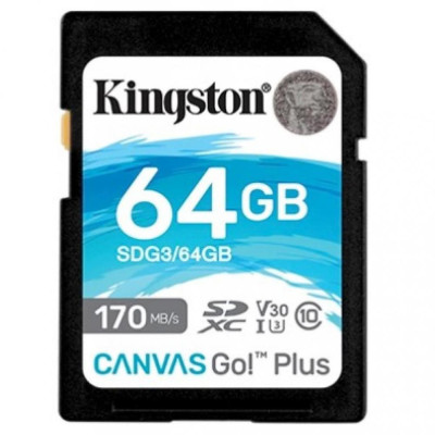Kingston 64 GB SDXC class 10 UHS-I U3 Canvas Go! Plus SDG3/64GB