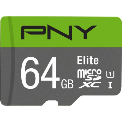 PNY 64 GB microSDXC class 10 UHS-I Elite + SD Adapter P-SDUX64U185GW-GE