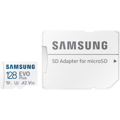 Samsung 128 GB microSDXC Class 10 UHS-I U3 V30 A2 EVO Plus + SD Adapter (MB-MC128SA)