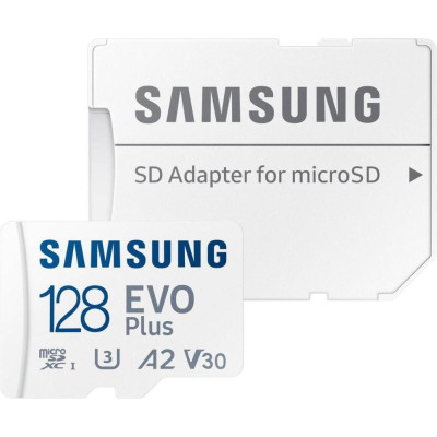 Samsung 128 GB microSDXC Class 10 UHS-I U3 V30 A2 EVO Plus + SD Adapter (MB-MC128SA)