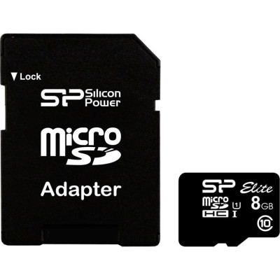 Silicon Power 8 GB microSDHC UHS-I Elite + SD adapter SP008GBSTHBU1V10-SP