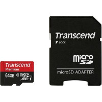 Transcend 64 GB microSDXC UHS-I Premium + SD Adapter TS64GUSDU1