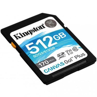 Kingston 512 GB SDXC Class 10 UHS-I U3 Canvas Go Plus SDG3/512GB