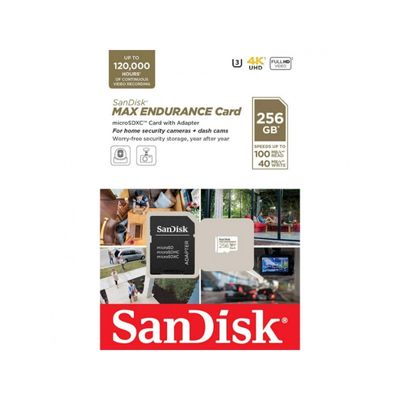 SanDisk 256 GB microSDXC Max Endurance UHS-I U3 V30 + SD adapter SDSQQVR-256G-GN6IA