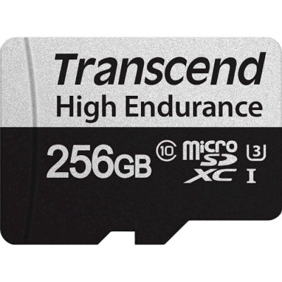 Transcend 256 GB microSDXC UHS-I (U3) High Endurance + SD Adapter TS256GUSD350V