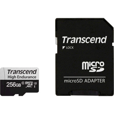 Transcend 256 GB microSDXC UHS-I (U3) High Endurance + SD Adapter TS256GUSD350V