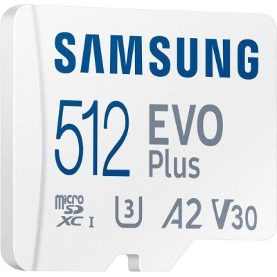 Samsung 512 GB microSDXC Class 10 UHS-I U3 V30 A2 EVO Plus + SD Adapter (MB-MC512SA)