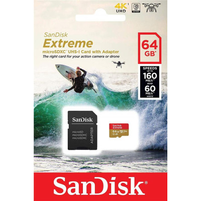 SanDisk 64 GB microSDXC UHS-I U3 Extreme A2 V30 SDSQXA2-064G-GN6GN