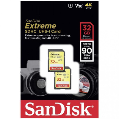 SanDisk 32 GB SDHC UHS-I U3 Extreme 2-pack SDSDXVE-032G-GNCI2