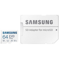 Samsung 64 GB microSDXC Class 10 UHS-I U3 V30 A2 EVO Plus + SD Adapter (MB-MC64SA)