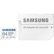 Samsung 64 GB microSDXC Class 10 UHS-I U3 V30 A2 EVO Plus + SD Adapter (MB-MC64SA)