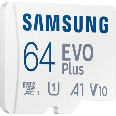 Samsung 64 GB microSDXC Class 10 UHS-I U3 V30 A2 EVO Plus + SD Adapter (MB-MC64SA)